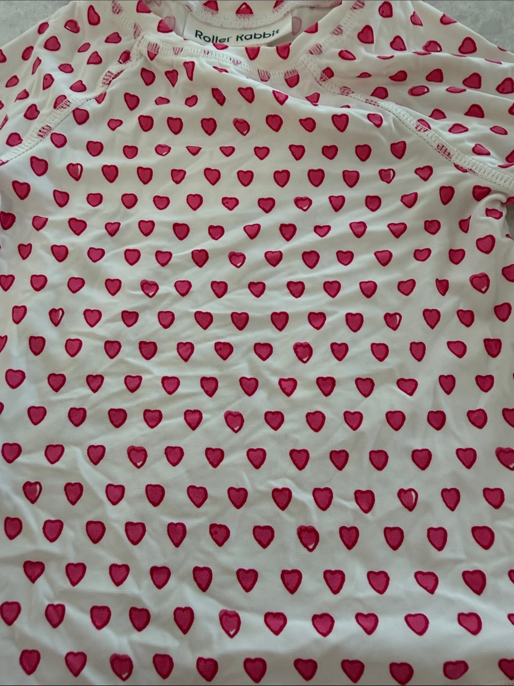 Roller Rabbit White and Pink Heart Rash Guard Bikini Set - Picture 4 of 6